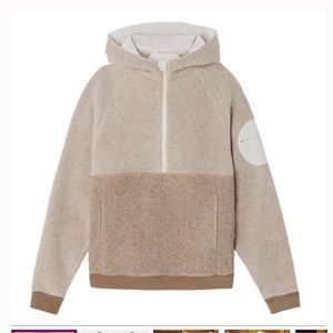 Outdoor Voices Wool MegaFleece 1/2 Zip Pullover Hoodie Oatmeal xs